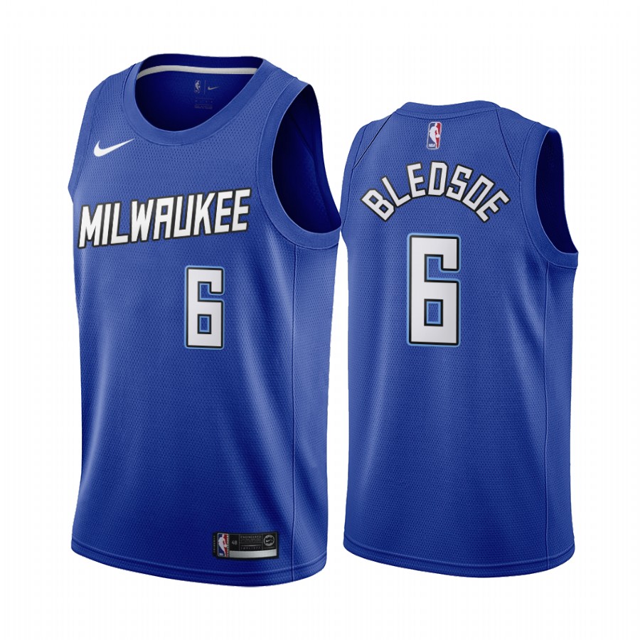Men's Milwaukee Bucks #6 Eric Bledsoe Navy NBA City Edition New Uniform 2020-21 Stitched Jersey Men's Milwaukee Bucks #6 Eric Bledsoe Navy NBA City Edition New Uniform 2020-21 Stitched Jersey
